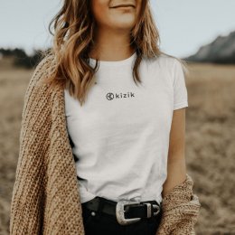 Kizik Women's White Shirt - Black Kizik Logo  Kizik Women's White Shirt - Black Kizik Logo